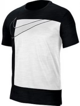 image of Nike Dry Contrast Block T-Shirt - Black/White