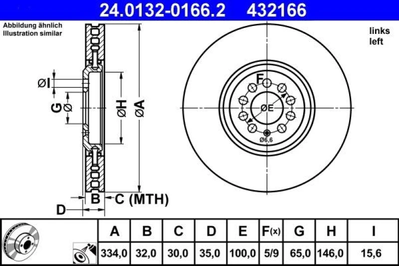 Image of ATE 24.0132-0166.2 Brake disc Vented, Coated, High-carbon Brake Disc (82)