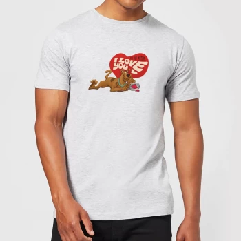 Image of Scooby Doo It's No Mystery I Love You Mens T-Shirt - Grey - XS - Grey