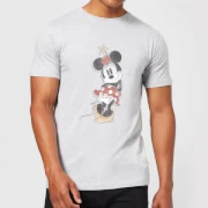 Image of Disney Mickey Mouse Minnie Offset T-Shirt - Grey - 3XL