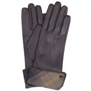 image of Barbour Womens Lady Jane Leather Gloves Choc/Classic Large