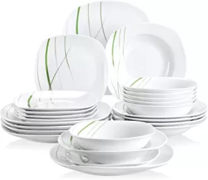 image of 24 Piece Embossed Circles White Dinner Set