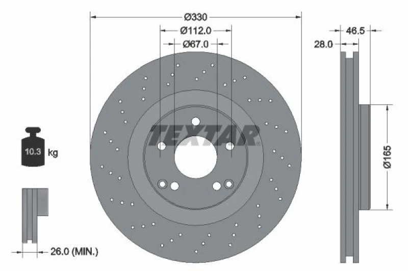 Image of Brake disc TEXTAR 92119805