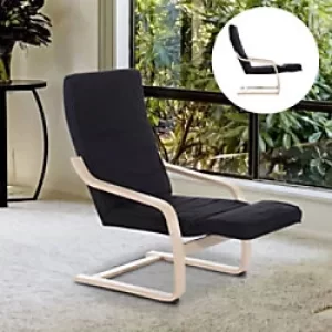 image of HOMCOM Wooden Lounger Rocking Armchair with Adjustable Footrest Black