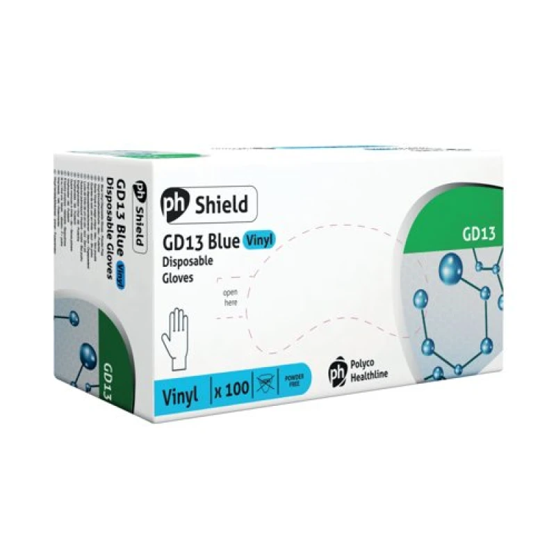 Image of Shield Powder-Free Vinyl Gloves Blue XL (100 Pack) GD13-XL