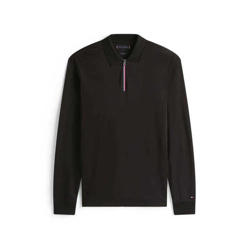 Image of Tommy Hilfiger Mens Long Sleeve Polo Shirt Black BDS male S