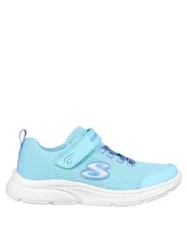 Image of Skechers Wavy Lites Blissfully Free Trainer, Blue, Size 9.5 Younger