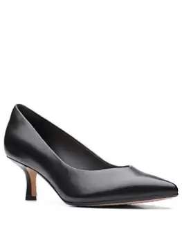 Image of Clarks Violet55 Court Shoes - Black Leather, Black, Size 3, Women