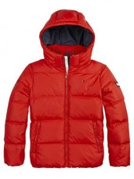 Image of Tommy Hilfiger Boys Essential Down Hooded Coat - Red