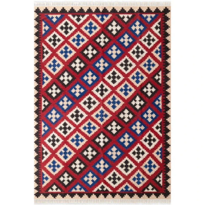 Image of The Rugs Kamal Kelim Rug Vintage Design Handwoven Wool Cotton Reversible 3mm In Multi