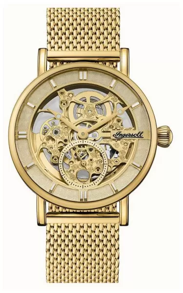 image of Ingersoll I00413 The Herald Automatic (40mm) Gold Skeleton Watch