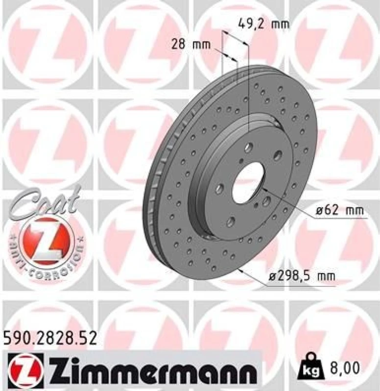 Image of ZIMMERMANN Brake disc ZIMMERMANN 590.2828.52