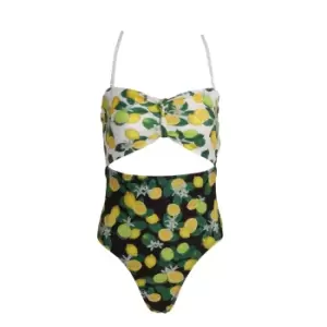 image of Brave Soul Womens/Ladies Fruit Print Bandeau Swimming Costume (M) (Green)