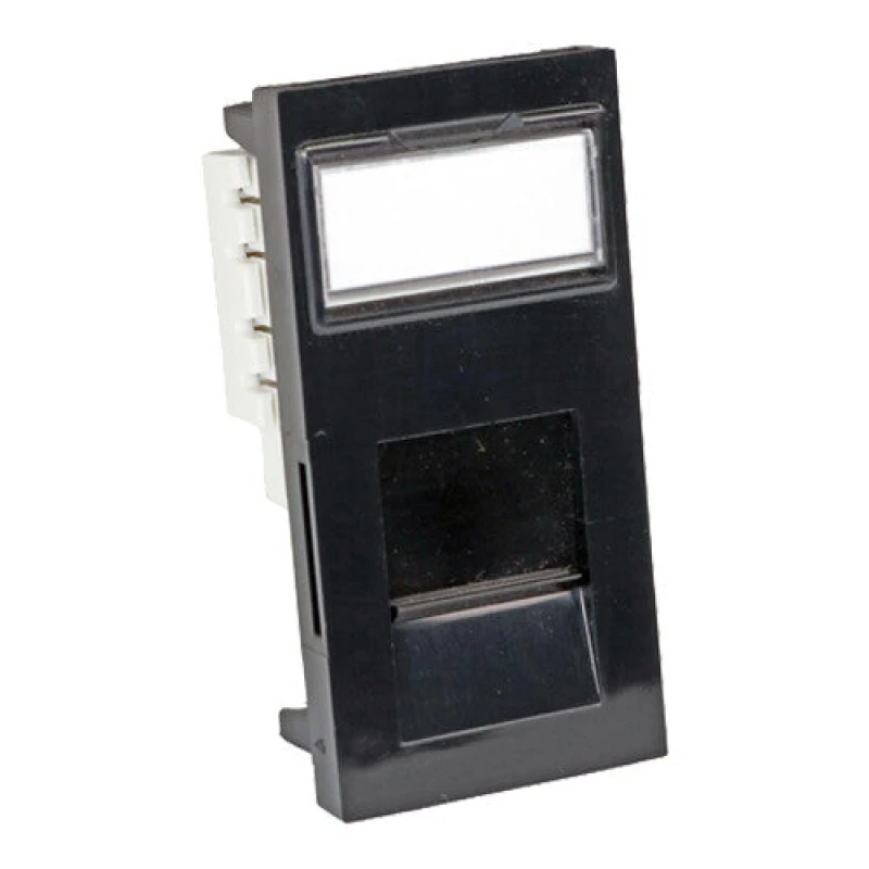 Image of Cablenet Cablenet Cat5e UTP Low Profile Flat 25mm x 50mm Black Shuttered Module 72-3655