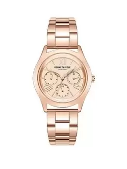 Image of Kenneth Cole Ladies Rose Gold Stainless Steel Bracelet Watch, Rose Gold, Women