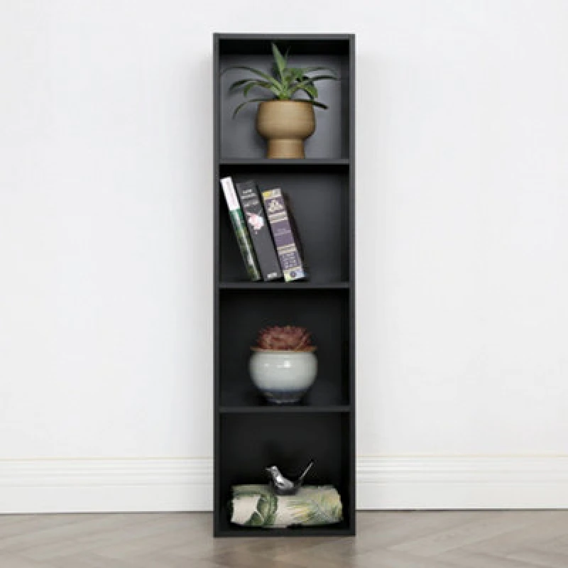 Image of Jane - 4X1 Bookcase - Cube Storage Boxes (Black)