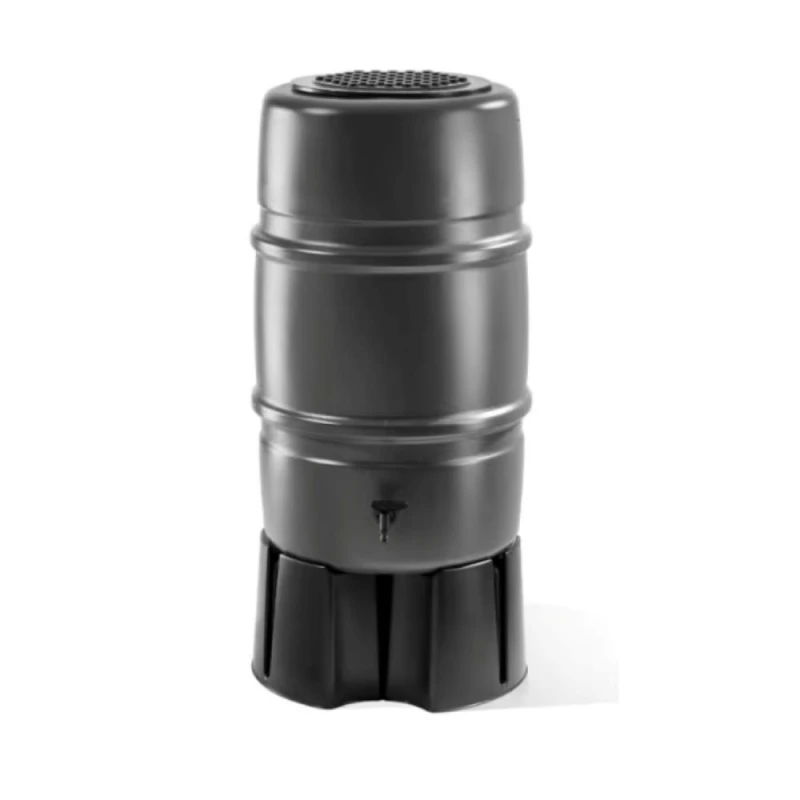 Image of Straight Grey Harcostar 227L Water Butt with Stand and Diverter HS227GRYKIT