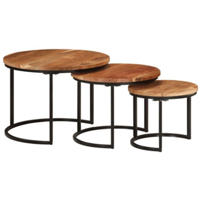 Image of VIDAXL Nesting Tables 3 pcs Solid Wood Acacia Vidaxl 8720845885465