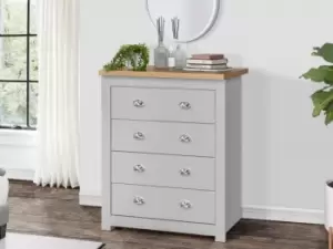 image of Birlea Highgate Grey and Oak Effect 4 Drawer Chest Flat Packed