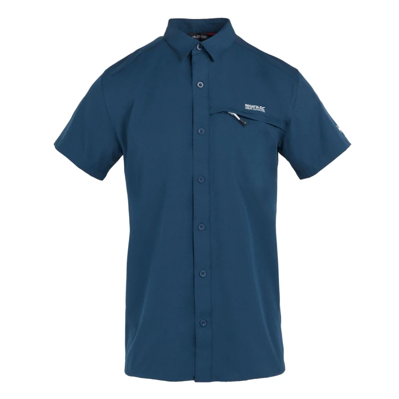 Image of Regatta Travel Packaway Short Sleeve Shirt - Blue Blue 2XL