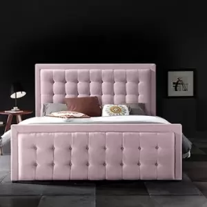 Image of Swain Upholstered Beds - Plush Velvet, Single Size Frame, Pink - Pink