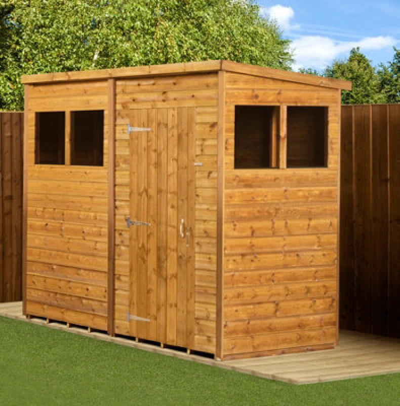 Image of Empire Sheds Empire Modular Pent 8X4 Dipped Treated Tongue And Groove Wooden Garden Shed With Windows (8' X 4' / 8ft X 4ft) (8X4)