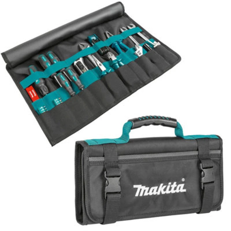 Image of Makita E-15506 Tool Wrap With Handle & Front Pocket Blue Tool Roll Strap System
