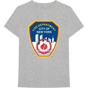 Image of New York City - Fire Dept. Badge Unisex Large T-Shirt - Grey