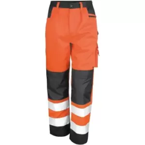 Image of Result Safeguard Adults Unisex Hi Viz Cargo Trousers (XS) (Hi Vis Orange) - Hi Vis Orange