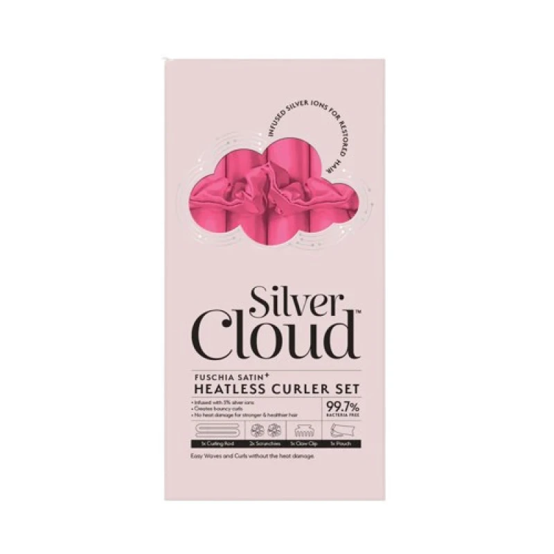 Image of Silver Cloud Satin Fuschsia Heatless Curler Set Infused with Silver Ions Fuchsia unisex