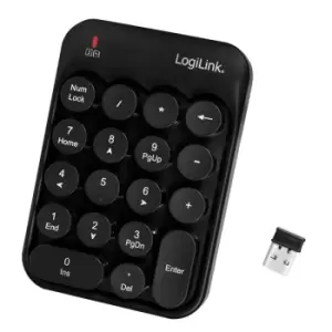 image of LogiLink ID0173 numeric keypad Universal RF Wireless Black