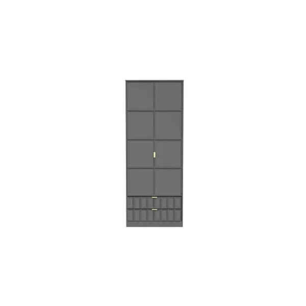 Image of Ready Assembled Cuba Tall 2 Drawer Wardrobe - Dust Grey