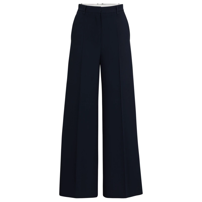 Image of Boss Womens Tikela Straight Leg Trousers, Straight Leg Design Dark Blue female 4 (XXS)