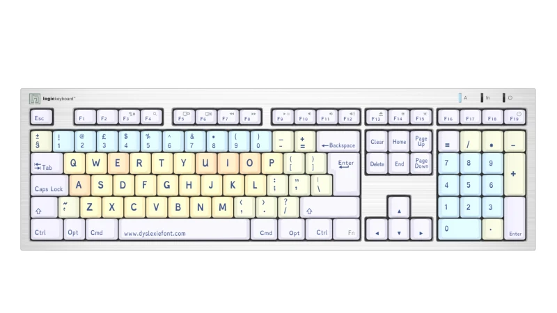 Image of Logickeyboard LKB-DYSLEX-CWMU-UK keyboard Home USB QWERTY English Whit