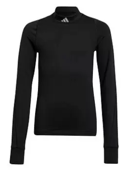 Image of adidas Junior Boys Warm Tech-fit T-Shirt Ls, Black, Size 11-12 Years