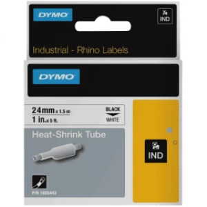 Image of Dymo 1805443 Black On White Heat Shrink Tubing (24mm x 1.5m)