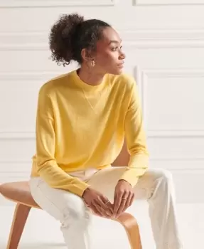Image of Superdry Womens Merino Mock Neck Jumper Yellow / Pigment Yellow - Size: 8