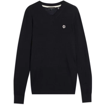 Image of Ted Baker Kenton V Neck Sweater - NAVY
