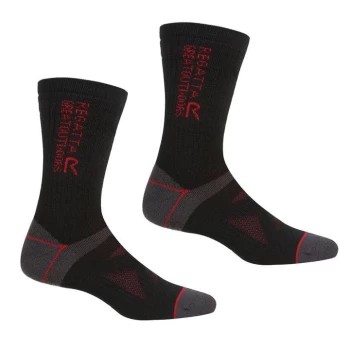 Image of Regatta 2PairWoolHikerSck - Black/DkRed