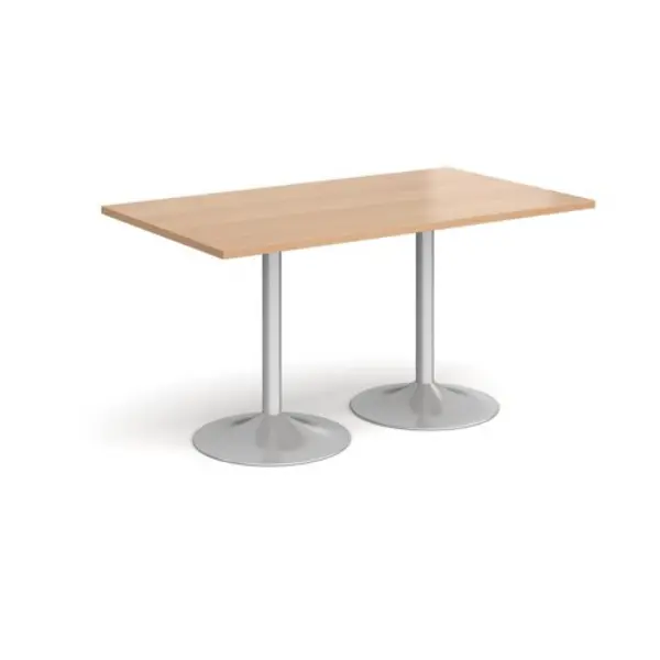 Image of Genoa Genoa rectangular dining table with silver trumpet base 1400mm x 800mm - beech Beech GDR1400-S-B