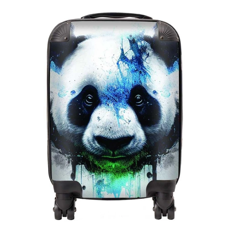 Image of Warren Reed - Designer Panda Face Splashart Light Background Suitcase in Blue Size: Large Blue Unisex Large