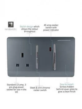Image of Trendiswitch 13A Cooker Swt & Socket Warm Grey