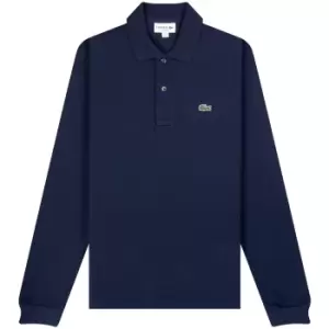 image of Long-sleeve Lacoste Classic Fit L.12.12 Polo Shirt Size 2 - XS Navy Blue