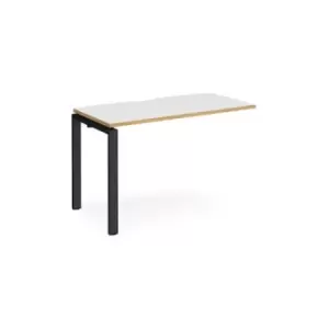 Image of Bench Desk Add On Rectangular Desk 1200mm White/Oak Tops With Black Frames 600mm Depth Adapt