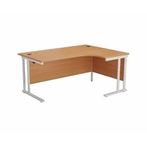 Image of TC Office Start White Cantilever Frame Right Hand Crescent Desk 1800x1200mm, Beech