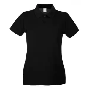 image of Womens/Ladies Fitted Short Sleeve Casual Polo Shirt (Large) (Jet Black)