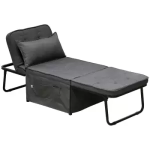 Image of HOMCOM Folding Sofa Bed, Fabric Sleeper Chair Bed with Adjustable Backrest, Pillow, Side Pocket for Home Office, Bedroom, Living Room, Charcoal Grey