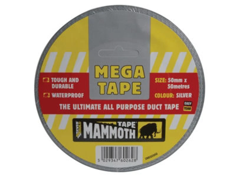 Image of Mega Mammoth All Purpose Duct Tape Silver 50mm 50m 2MEGSV50