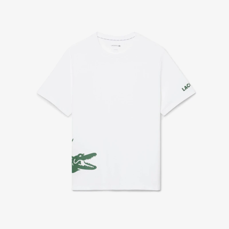 Image of Lacoste Printed Cotton Lounge T-Shirt - White White XL