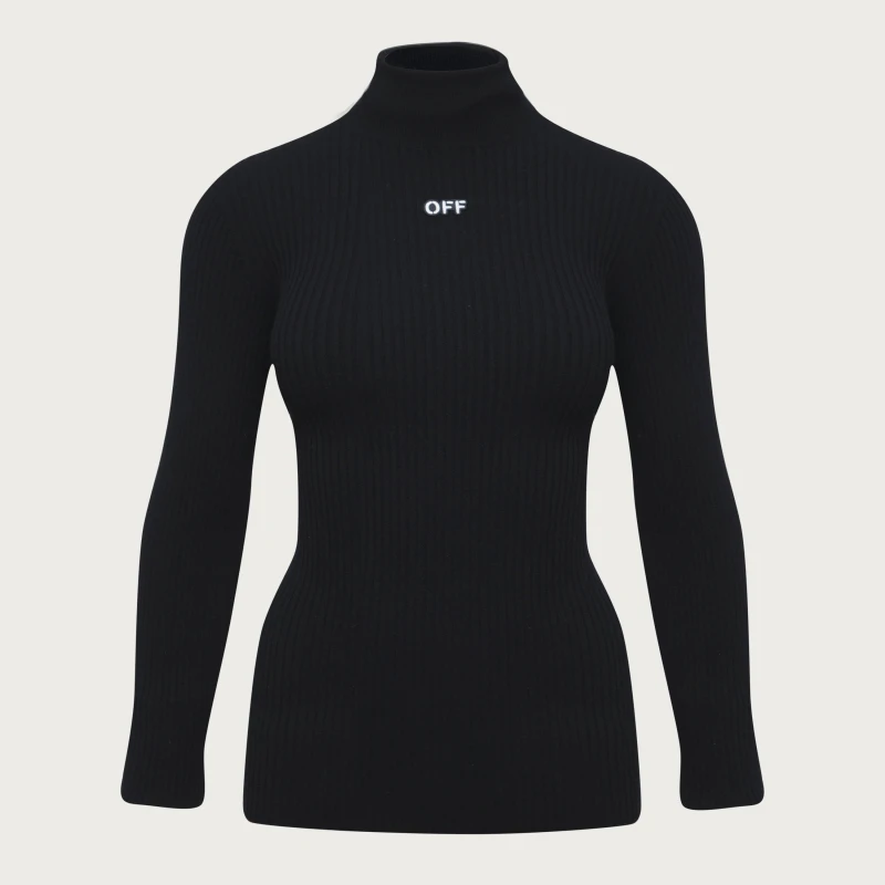 Image of Off White Mens Knitted Crew Sweatshirt Black White male XS